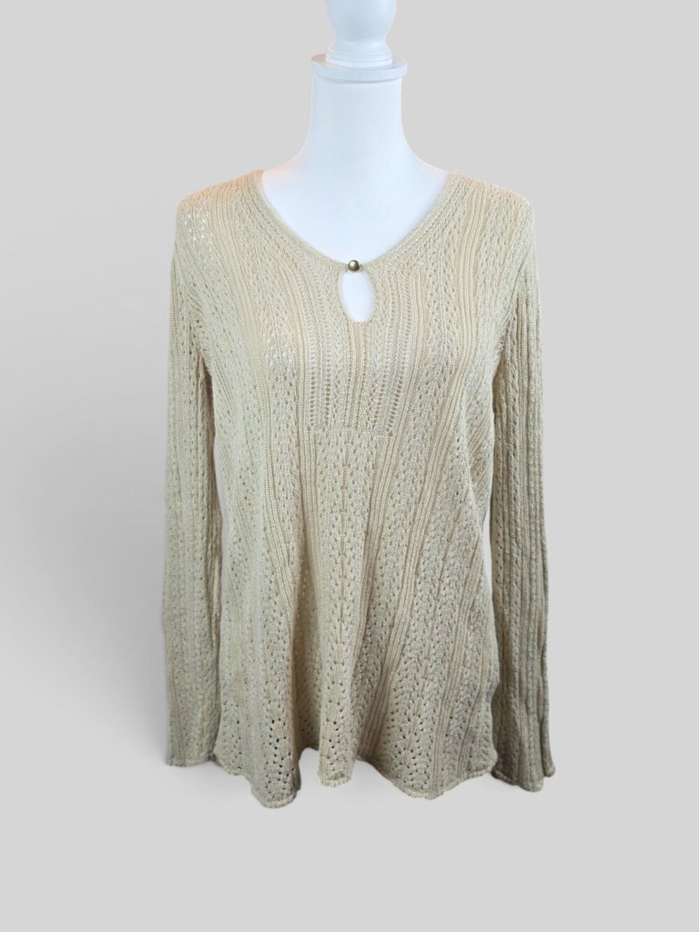 Dana Buchman Signature Beige Open Knit Sweater Top M